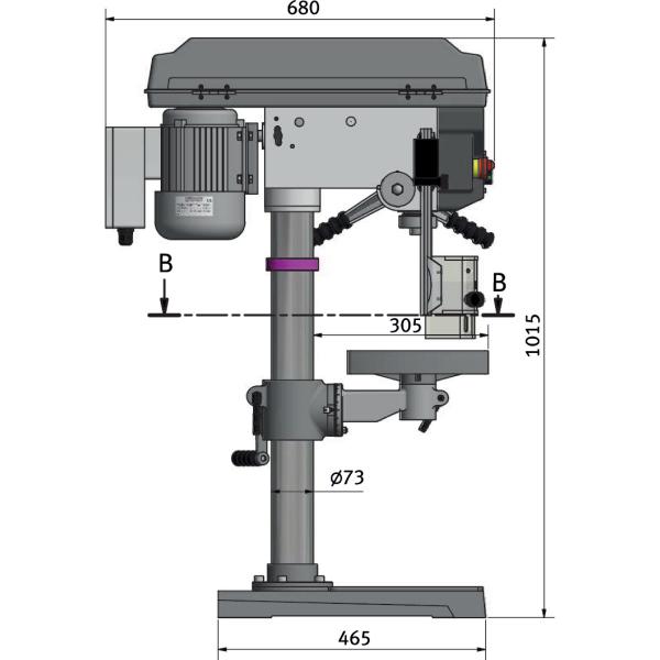 OPTIdrill D23Pro-SET Tischbohrmaschine 400V mit Keilriemenantrieb, incl. BMP100 Maschinen-Schraubstock